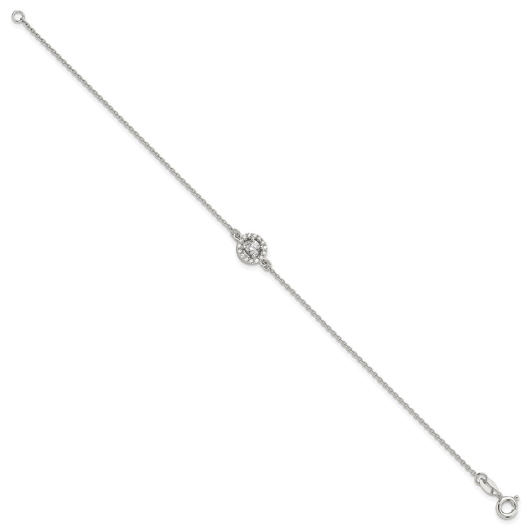 Sterling Silver Halo CZ Tennis Bracelet 7.25-8.25" - view 2