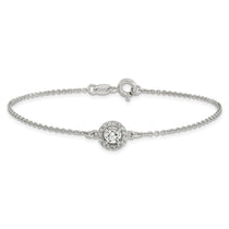 Sterling Silver Halo CZ Tennis Bracelet 7.25-8.25" - view 3