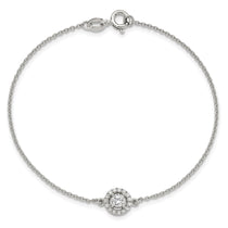 Sterling Silver Halo CZ Tennis Bracelet 7.25-8.25" - view 4