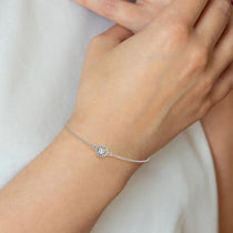 Sterling Silver Halo CZ Tennis Bracelet 7.25-8.25" - view 6