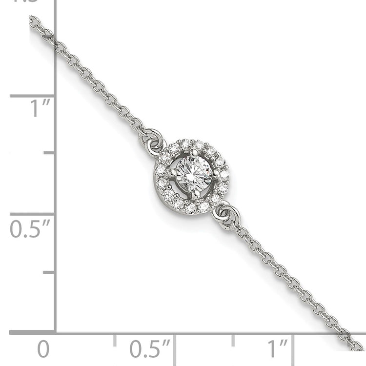 Sterling Silver Halo CZ Tennis Bracelet 7.25-8.25" - view 5