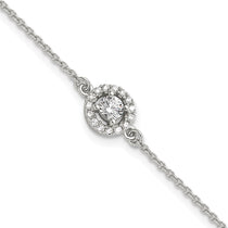 Sterling Silver 3mm Cubic Zirconia Tennis Bracelet - Hypoallergenic Sterling Silver Bracelets for Women - Size 7.25-8.25 Inch - Halo Simulated Diamond