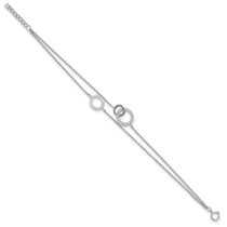 Sterling Silver 2-Strand Circle CZ Tennis Bracelet 6.5-7.5" - view 2