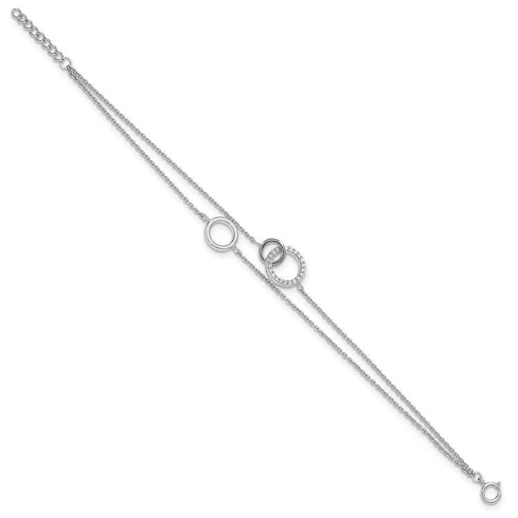 Sterling Silver 2-Strand Circle CZ Tennis Bracelet 6.5-7.5" - view 2