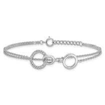 Sterling Silver 2-Strand Circle CZ Tennis Bracelet 6.5-7.5" - view 3