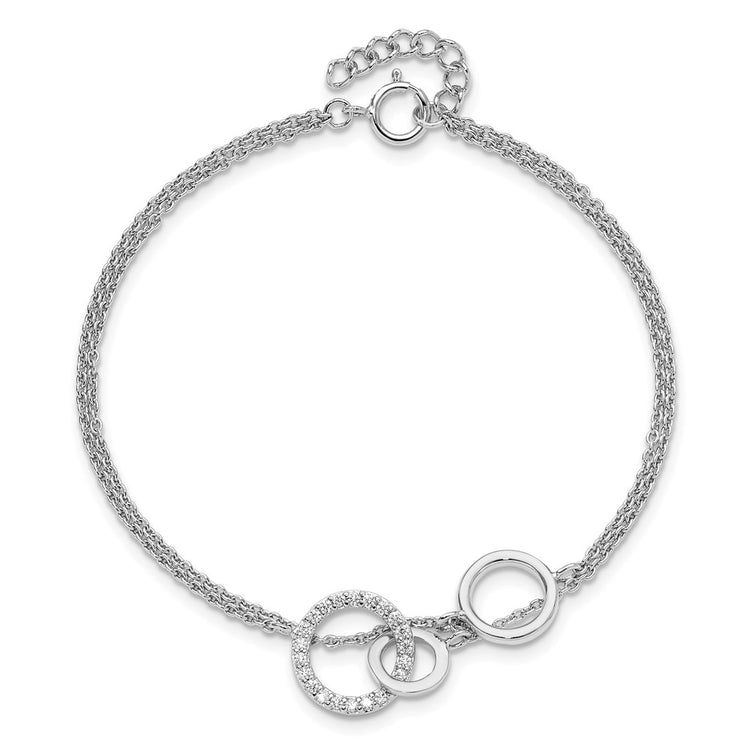 Sterling Silver 2-Strand Circle CZ Tennis Bracelet 6.5-7.5" - view 5
