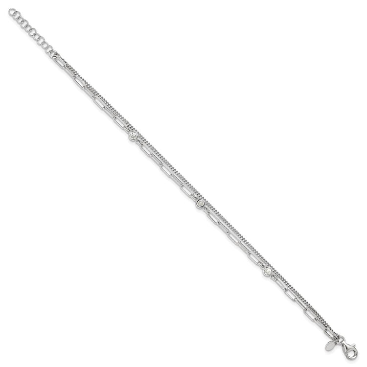 Sterling Silver CZ Tennis Bracelet 6.75-7.75" - view 2