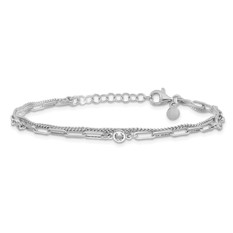 Sterling Silver CZ Tennis Bracelet 6.75-7.75" - view 3