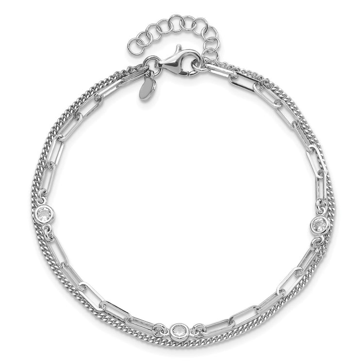 Sterling Silver CZ Tennis Bracelet 6.75-7.75" - view 4