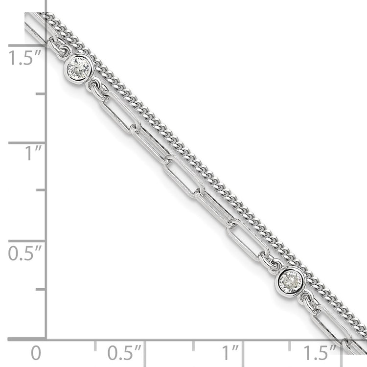Sterling Silver CZ Tennis Bracelet 6.75-7.75" - view 5