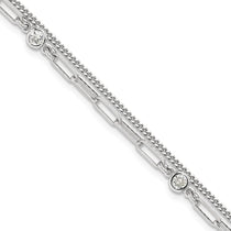 Sterling Silver 3mm Cubic Zirconia Tennis Bracelet - Hypoallergenic Sterling Silver Bracelets for Women - Size 6.75-7.75 Inch - 2-Strand Simulated Dia