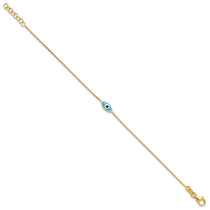 Sterling Silver Gold-Plated Evil Eye Bracelet - Hypoallergenic Sterling Silver Evil Eye Bracelets for Women - Size 7 Inch - Trendy Talisman  - view 2