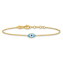 Sterling Silver Gold-Plated Evil Eye Bracelet - Hypoallergenic Sterling Silver Evil Eye Bracelets for Women - Size 7 Inch - Trendy Talisman  - view 3