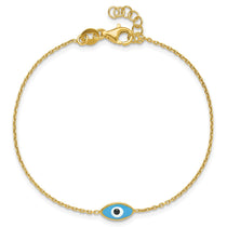 Sterling Silver Gold-Plated Evil Eye Bracelet - Hypoallergenic Sterling Silver Evil Eye Bracelets for Women - Size 7 Inch - Trendy Talisman  - view 4