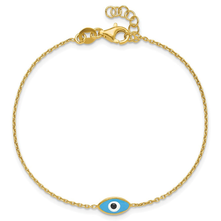 Sterling Silver Gold-Plated Evil Eye Bracelet - Hypoallergenic Sterling Silver Evil Eye Bracelets for Women - Size 7 Inch - Trendy Talisman  - view 4