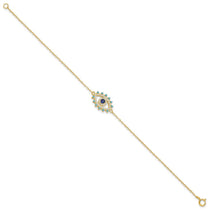 Sterling Silver Gold-Tone Evil Eye Bracelet - Hypoallergenic Sterling Silver Evil Eye Bracelets for Women - Size 7 Inch - Trendy Talisman Pr - view 2