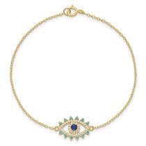 Sterling Silver Gold-Tone Evil Eye Bracelet - Hypoallergenic Sterling Silver Evil Eye Bracelets for Women - Size 7 Inch - Trendy Talisman Pr - view 4
