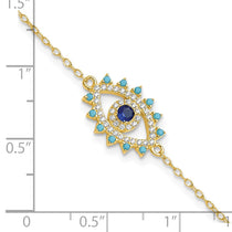 Sterling Silver Gold-Tone Evil Eye Bracelet - Hypoallergenic Sterling Silver Evil Eye Bracelets for Women - Size 7 Inch - Trendy Talisman Pr - view 5