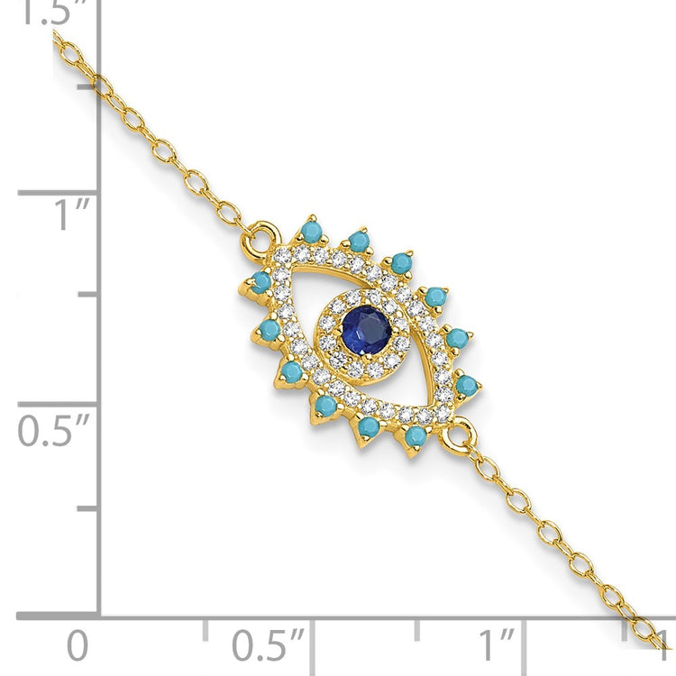 Sterling Silver Gold-Tone Evil Eye Bracelet - Hypoallergenic Sterling Silver Evil Eye Bracelets for Women - Size 7 Inch - Trendy Talisman Pr - view 5