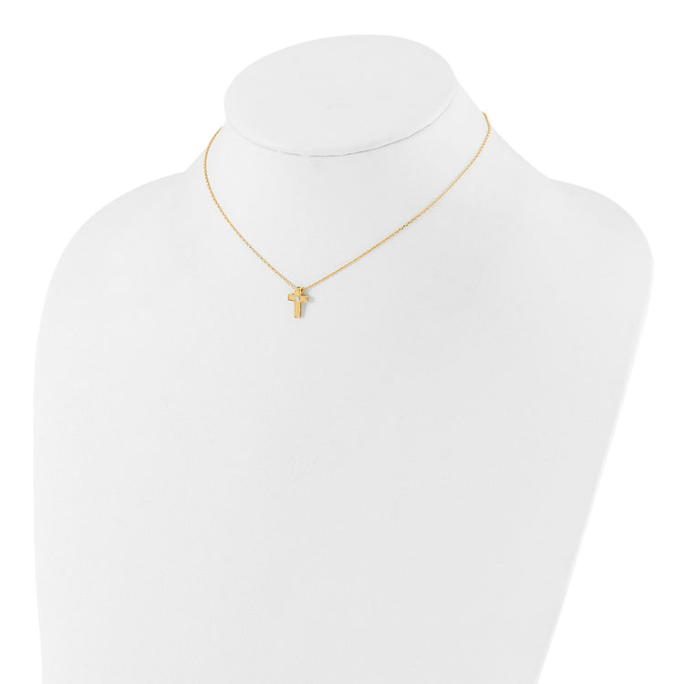 Sterling Silver Gold-Tone Cubic Zirconia Cross Necklace - Hypoallergenic Sterling Silver Cross Necklaces for Women - Size 13-15 Inch - Chris - view 3