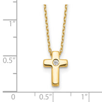 Sterling Silver Gold-Tone Cubic Zirconia Cross Necklace - Hypoallergenic Sterling Silver Cross Necklaces for Women - Size 13-15 Inch - Chris - view 4