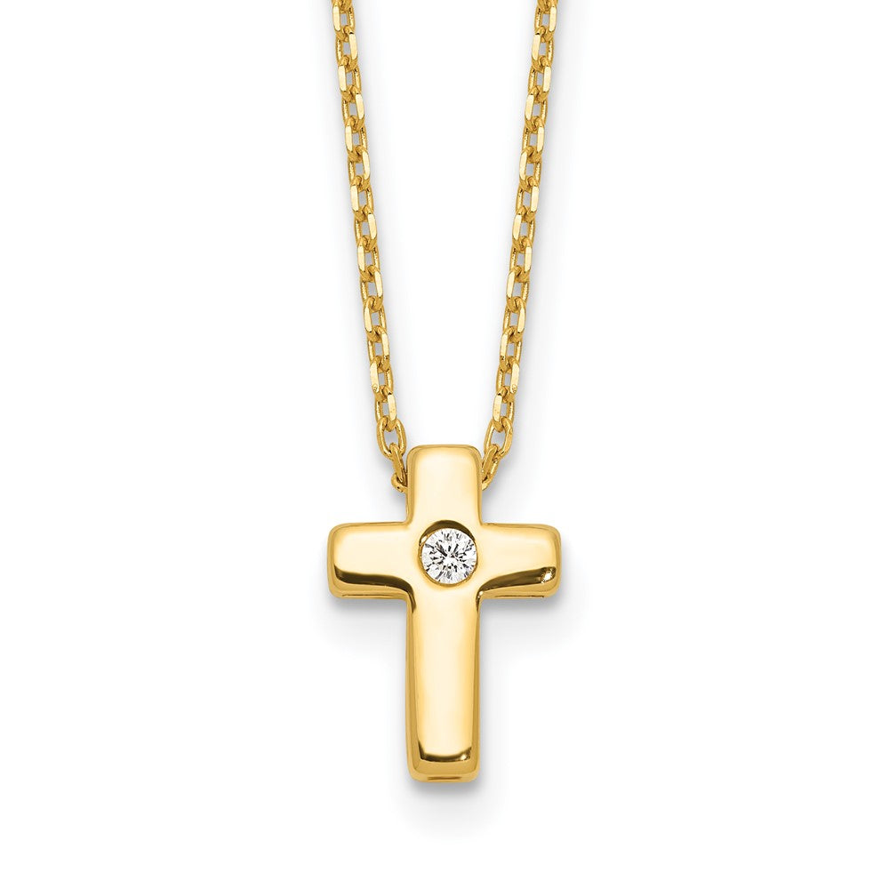 Sterling Silver Gold-Tone Cubic Zirconia Cross Necklace - Hypoallergenic Sterling Silver Cross Necklaces for Women - Size 13-15 Inch - Christian Faith