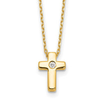 Sterling Silver Gold-Tone Cubic Zirconia Cross Necklace - Hypoallergenic Sterling Silver Cross Necklaces for Women - Size 13-15 Inch - Christian Faith