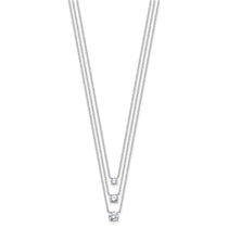 Sterling Silver 3-Strand CZ Necklace 14.5-15.5" - view 2