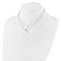 Sterling Silver 3-Strand CZ Necklace 14.5-15.5" - view 3