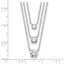 Sterling Silver 3-Strand CZ Necklace 14.5-15.5" - view 4