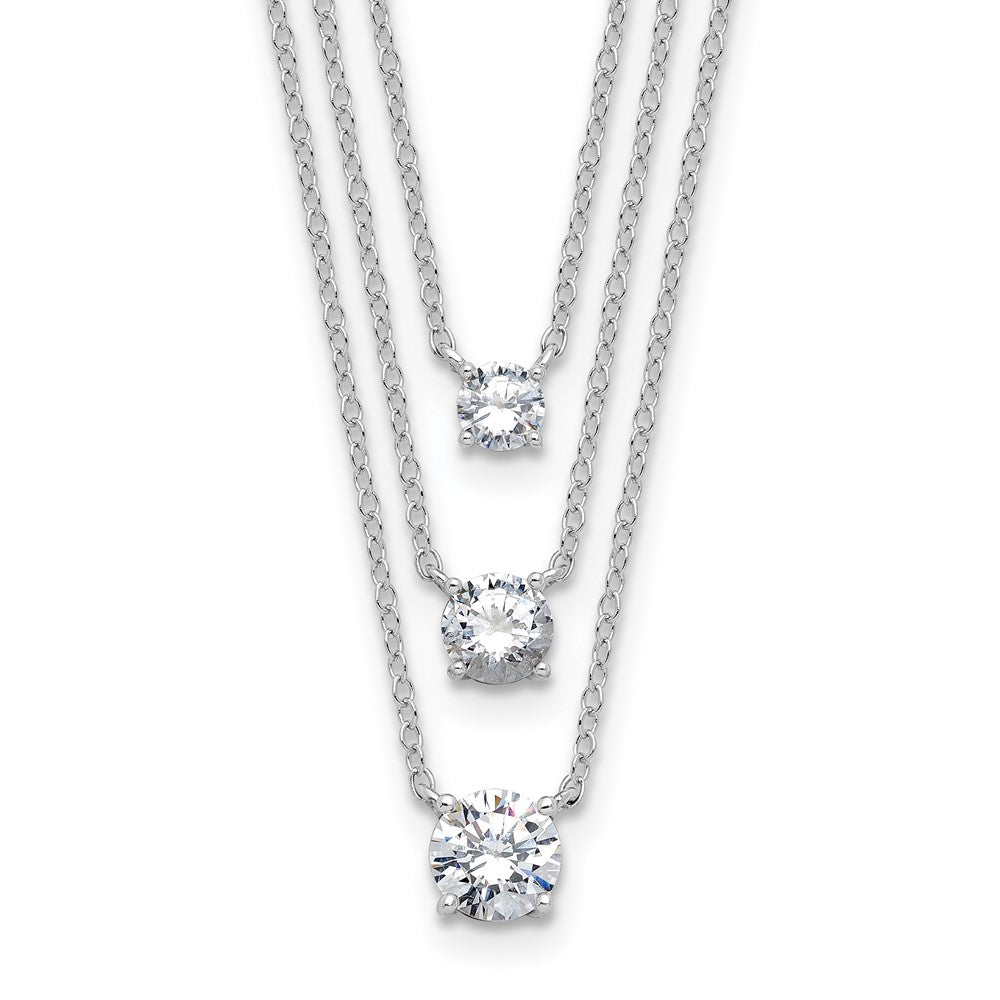 Sterling Silver Cubic Zirconia Tennis Necklace - Hypoallergenic Sterling Silver Tennis Necklaces for Women - Size 14.5-15.5 Inch - 3-Strand Simulated 