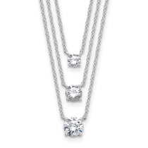 Sterling Silver Cubic Zirconia Tennis Necklace - Hypoallergenic Sterling Silver Tennis Necklaces for Women - Size 14.5-15.5 Inch - 3-Strand Simulated 