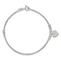 Sterling Silver 2-Strand Heart CZ Tennis Bracelet 7.5-8.5" - view 4