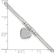 Sterling Silver 2-Strand Heart CZ Tennis Bracelet 7.5-8.5" - view 5