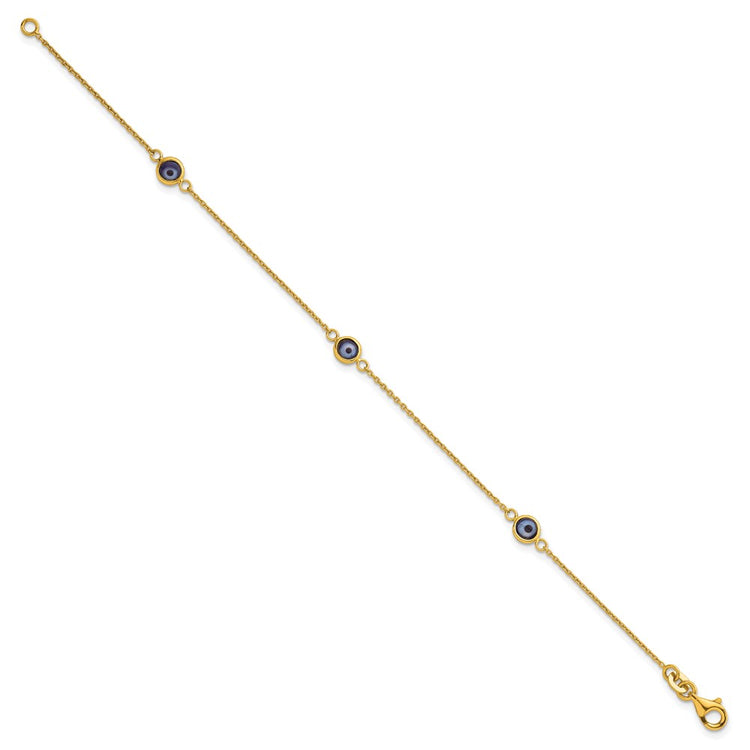 Sterling Silver Gold-Tone Evil Eye Bracelet - Hypoallergenic Sterling Silver Evil Eye Bracelets for Women - Size 7.25 Inch - Trendy Talisman - view 2