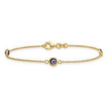 Sterling Silver Gold-Tone Evil Eye Bracelet - Hypoallergenic Sterling Silver Evil Eye Bracelets for Women - Size 7.25 Inch - Trendy Talisman - view 3