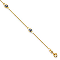 Sterling Silver Gold-Tone Evil Eye Bracelet - Hypoallergenic Sterling Silver Evil Eye Bracelets for Women - Size 7.25 Inch - Trendy Talisman Protectio