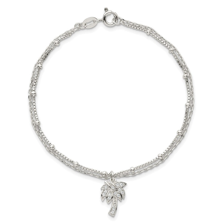 Sterling Silver 2-Strand CZ Tennis Bracelet 7.5-8.5" - view 4