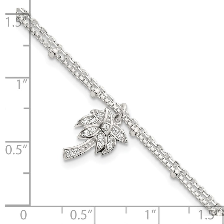 Sterling Silver 2-Strand CZ Tennis Bracelet 7.5-8.5" - view 5
