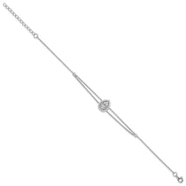 Sterling Silver 2-Strand Teardrop Halo CZ Tennis Bracelet 7-8" - view 2