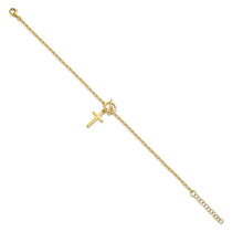 Sterling Silver Gold-Tone Cross Dangle Paperclip Bracelet - Hypoallergenic Sterling Silver Paperclip Bracelets for Women - Size 6.5-7.5 Inch - view 2