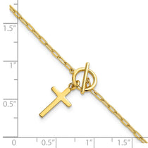 Sterling Silver Gold-Tone Cross Dangle Paperclip Bracelet - Hypoallergenic Sterling Silver Paperclip Bracelets for Women - Size 6.5-7.5 Inch - view 5