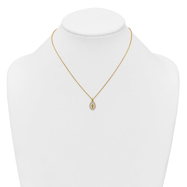 Sterling Silver Gold-Plated Cubic Zirconia Miraculous Medal Necklace - Hypoallergenic Sterling Silver Religious Necklaces for Women - Size 1 - view 3