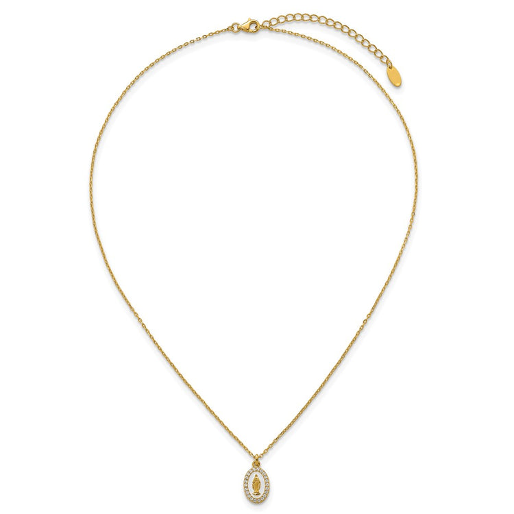 Sterling Silver Gold-Plated Cubic Zirconia Miraculous Medal Necklace - Hypoallergenic Sterling Silver Religious Necklaces for Women - Size 1 - view 4