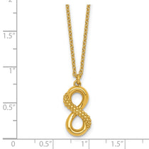 Sterling Silver Gold-Tone Polished & Textured Infinity Necklace - Hypoallergenic Sterling Silver Infinity Necklaces for Women - Size 16 Inch - view 5
