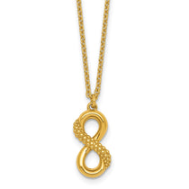 Sterling Silver Gold-Tone Polished & Textured Infinity Necklace - Hypoallergenic Sterling Silver Infinity Necklaces for Women - Size 16 Inch - Friends