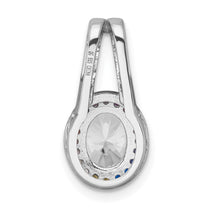 Sterling Silver Multi-color Oval Slide CZ Halo Pendant Necklace - view 3