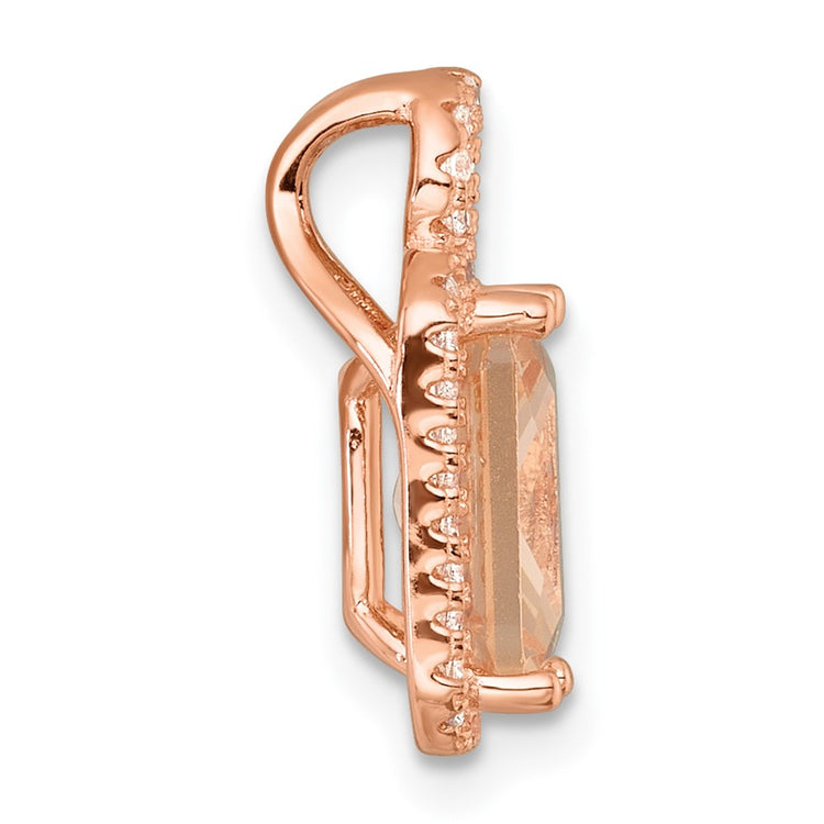 Sterling Silver Gold-Tone Pink Slide CZ Halo Pendant Necklace - view 2