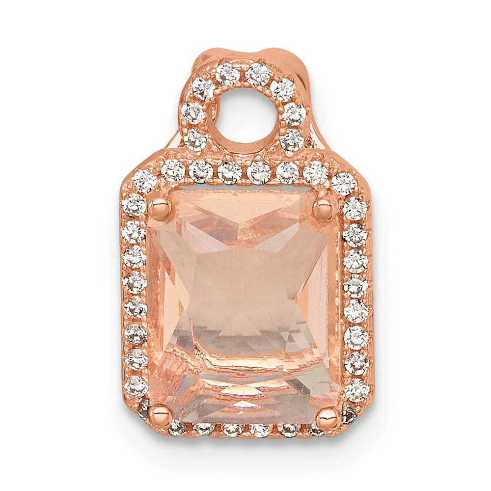 Sterling Silver Gold-Tone Pink Slide Cubic Zirconia Halo Pendant Necklace - Hypoallergenic Sterling Silver Pendant Necklaces for Women - Statement Sim