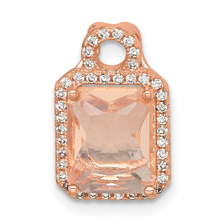 Sterling Silver Gold-Tone Pink Slide Cubic Zirconia Halo Pendant Necklace - Hypoallergenic Sterling Silver Pendant Necklaces for Women - Statement Sim